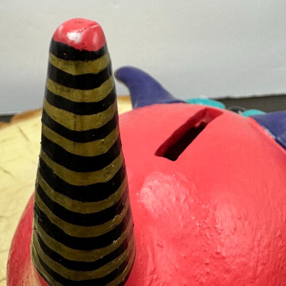 Fun Coin Bank by Giggles Pig Boar Bull Wood Red - Picture 8 of 8